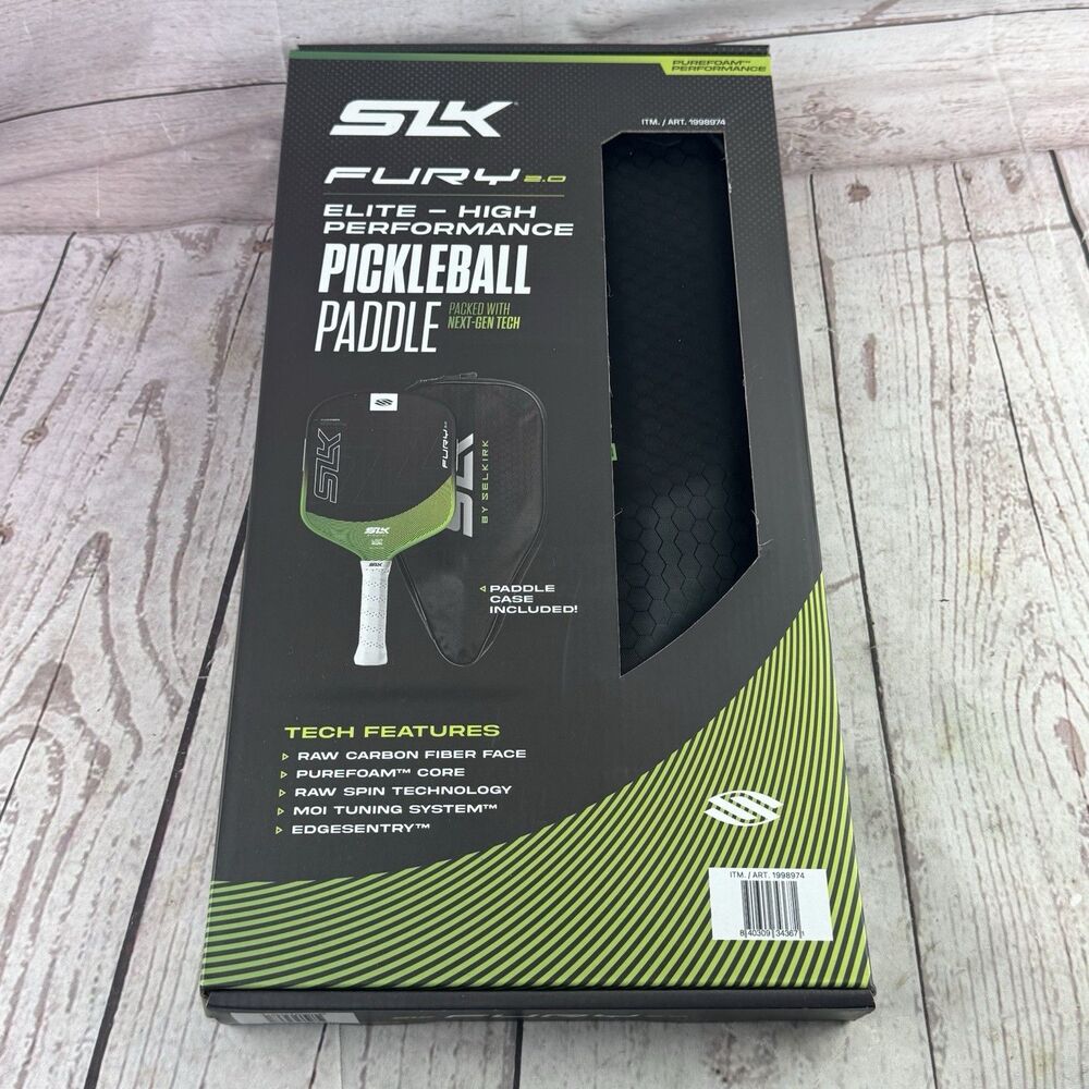 Selkirk SLK Fury 2.0 Elite Pickleball Paddle Green Carbon Fiber Case
